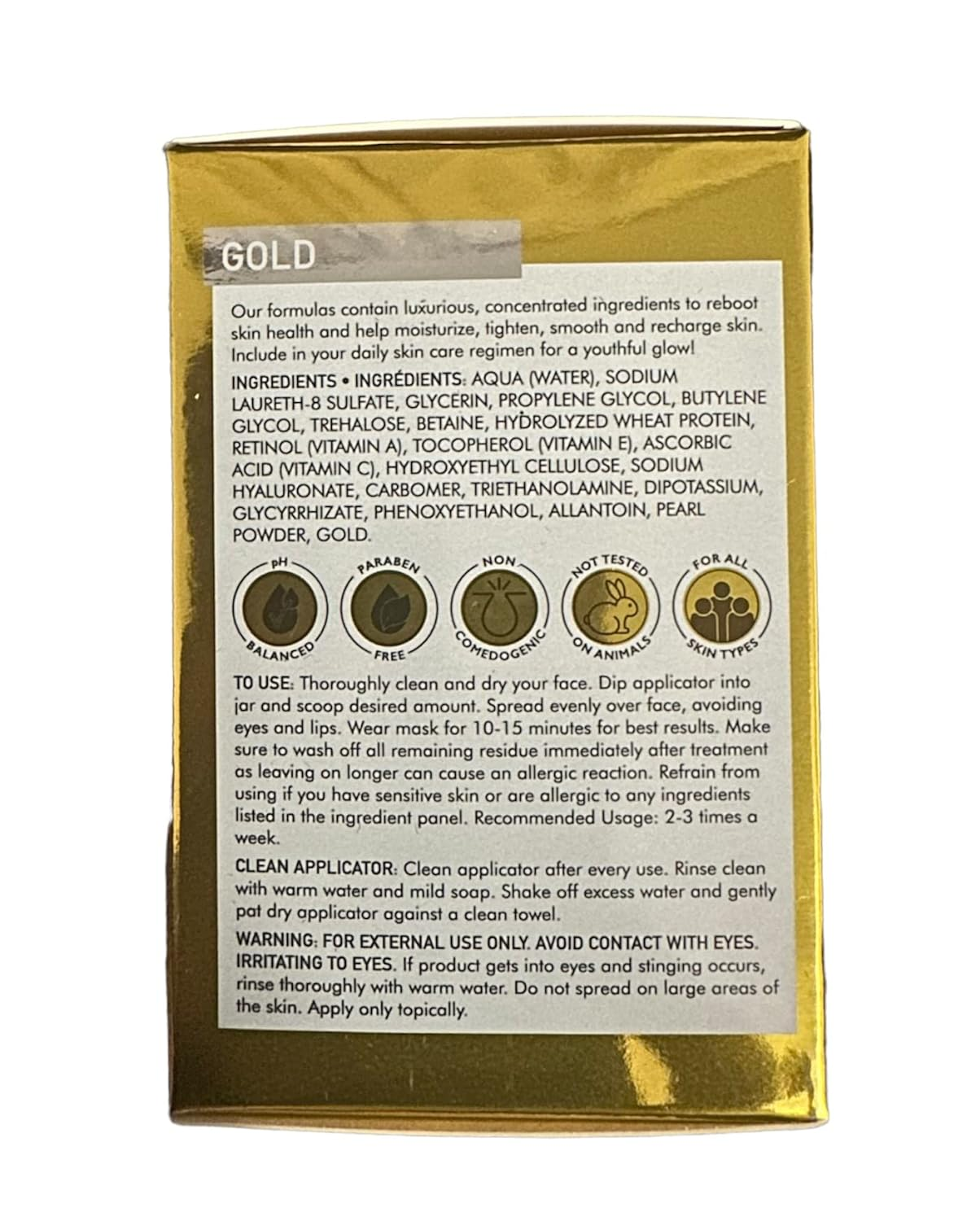 Gold Gel Face Mask With Mask Applicator 1.7 oz LVSRX